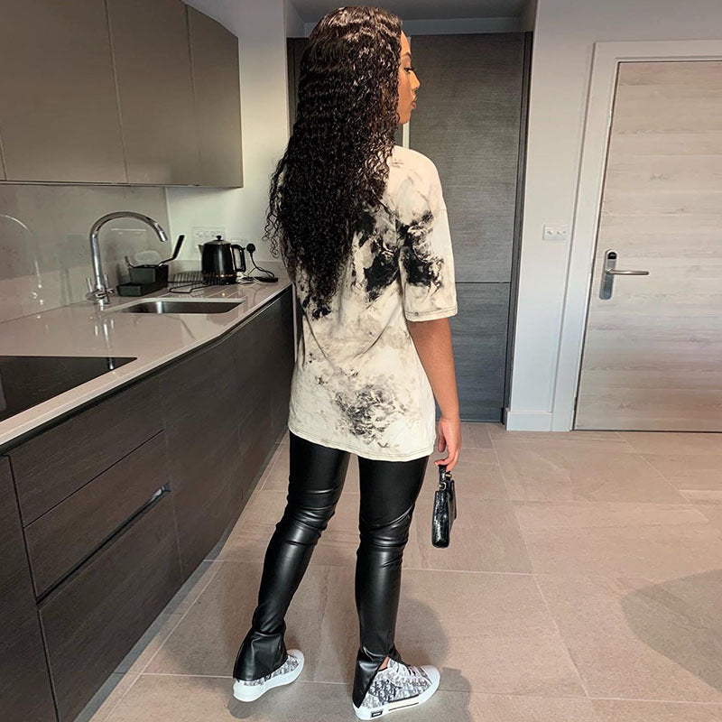Split leather pants