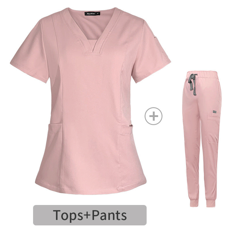 V-neck Split Surgical Gown Suit Female Short-sleeved Nurse