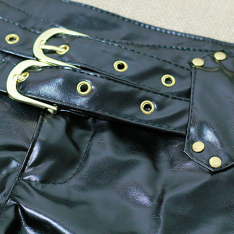 Black Leather Shorts Hot Pants