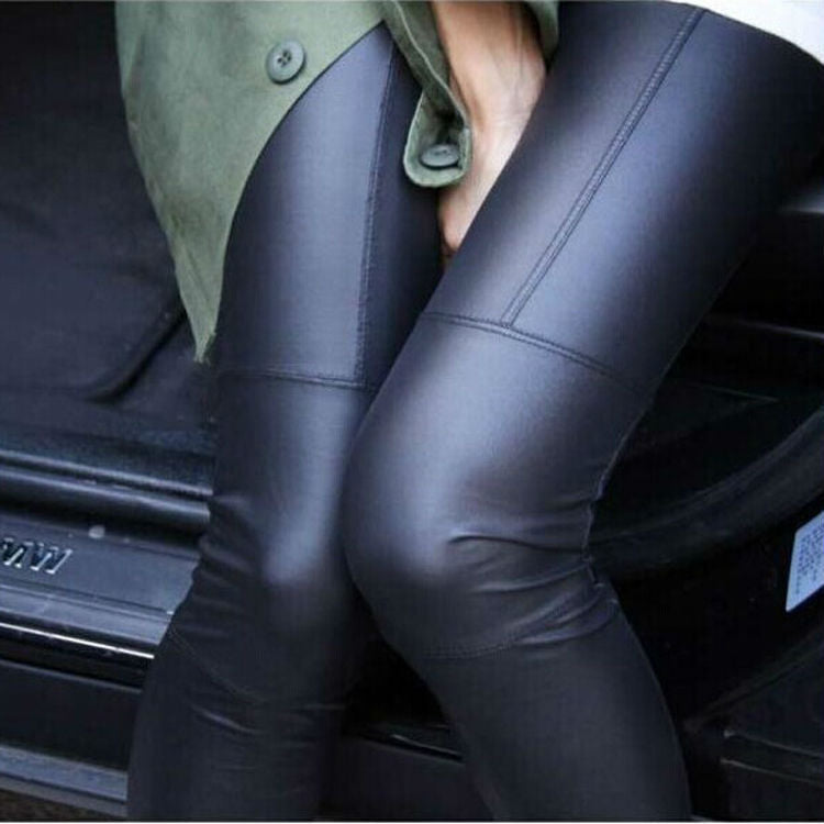 Stitched Leather Pants Faux Leather Leggings