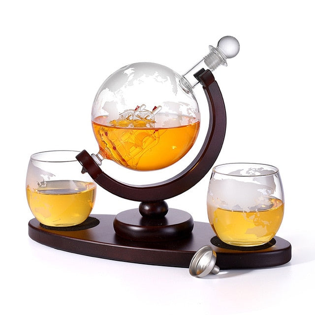 Globe Whiskey Decanter Set