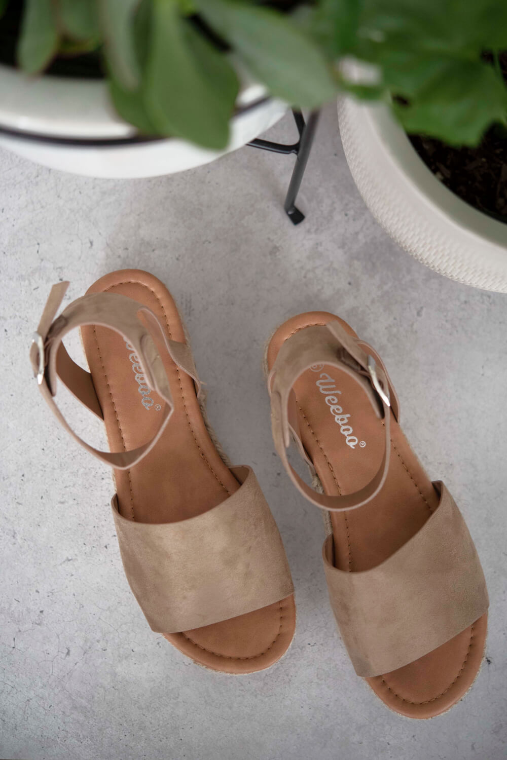 Tan Espadrille Platform Shoes