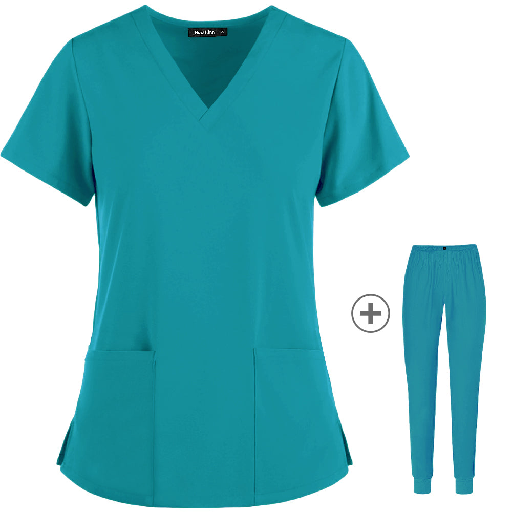 Stretch Slim Nurse Uniform Short-sleeved Summer Split Suit Overalls