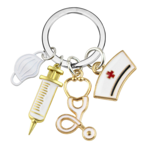 Nurse Doctor Mask Keychain Medical Ambulance Key Ring