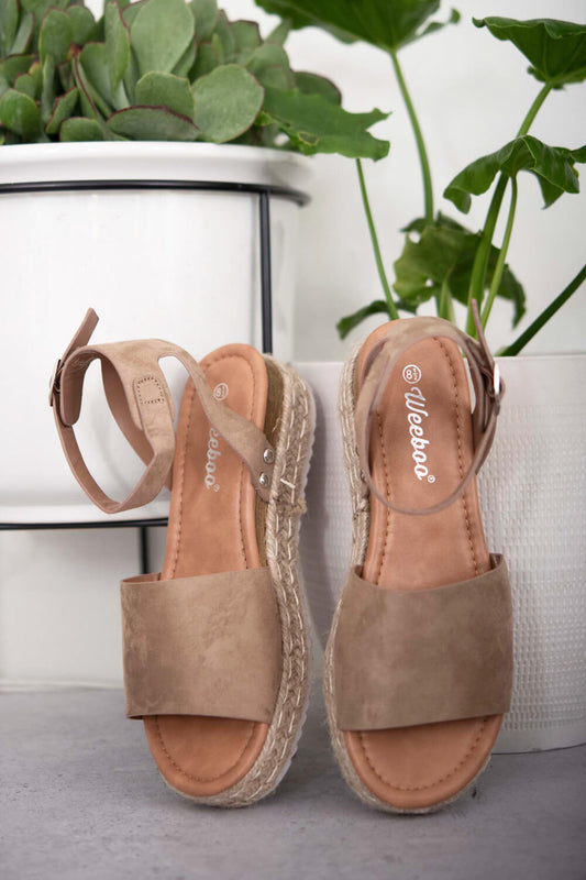 Tan Espadrille Platform Shoes